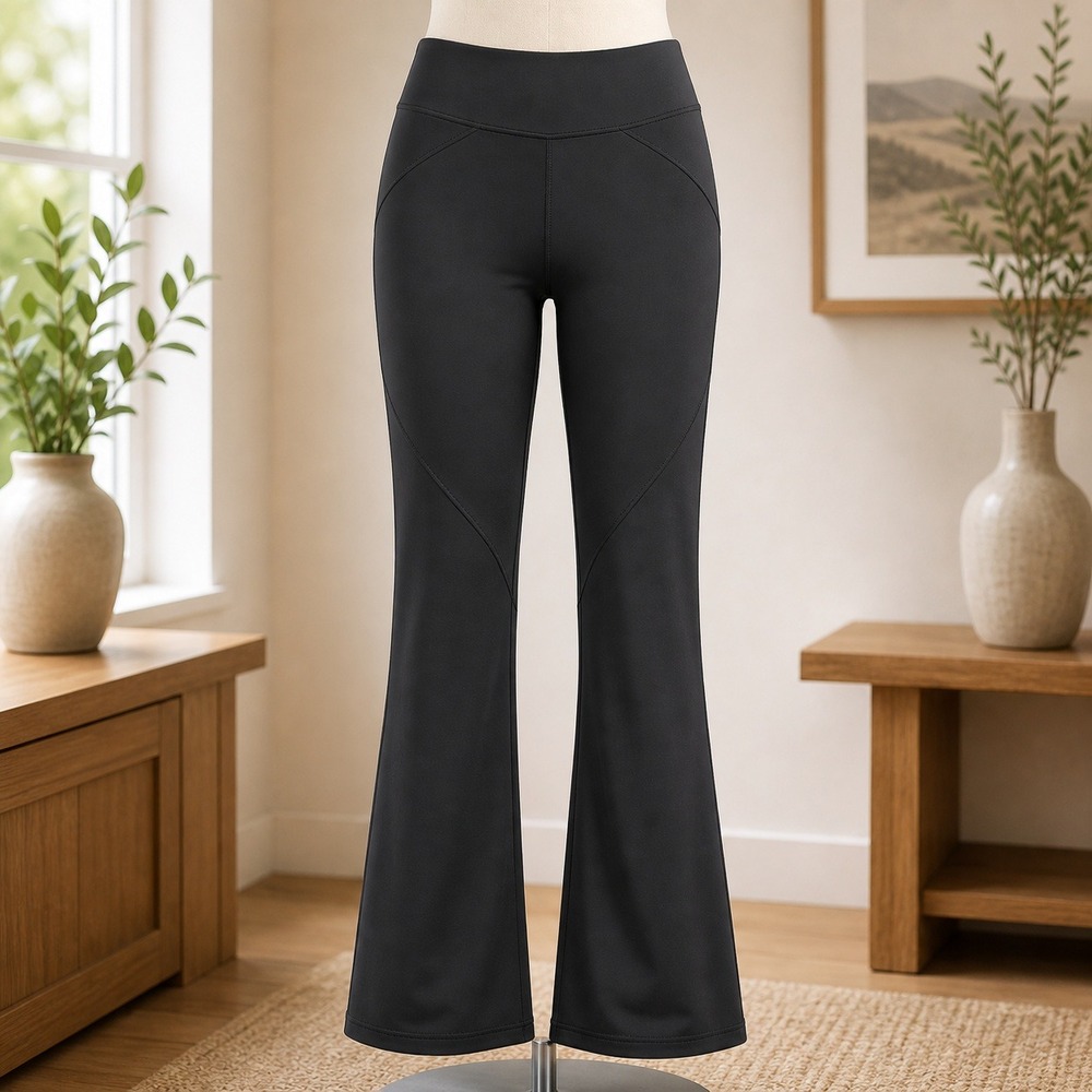 NWT Lysse New York Black Wide Leg Stretch Denim Pants 10-3650-M9 Size L